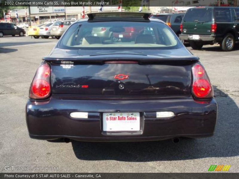 Navy Blue Metallic / Neutral 2002 Chevrolet Monte Carlo SS