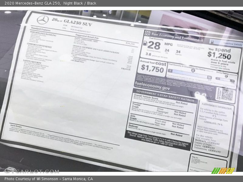 Night Black / Black 2020 Mercedes-Benz GLA 250