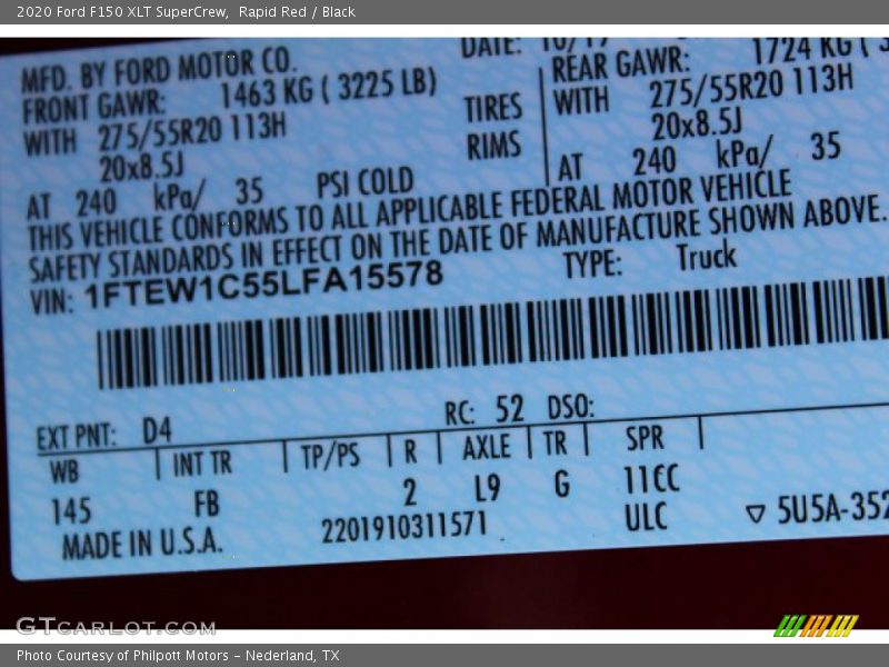 Rapid Red / Black 2020 Ford F150 XLT SuperCrew