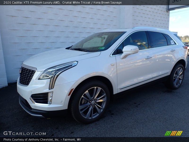 Crystal White Tricoat / Kona Brown Sauvage 2020 Cadillac XT5 Premium Luxury AWD