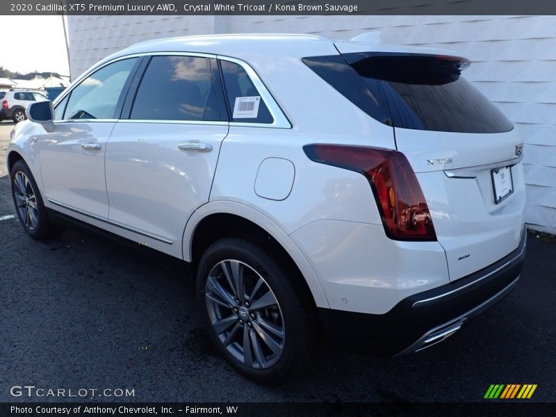 Crystal White Tricoat / Kona Brown Sauvage 2020 Cadillac XT5 Premium Luxury AWD