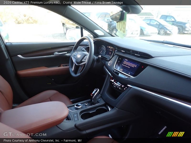 Crystal White Tricoat / Kona Brown Sauvage 2020 Cadillac XT5 Premium Luxury AWD