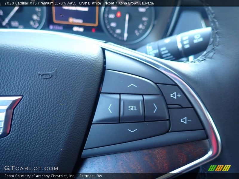 Crystal White Tricoat / Kona Brown Sauvage 2020 Cadillac XT5 Premium Luxury AWD