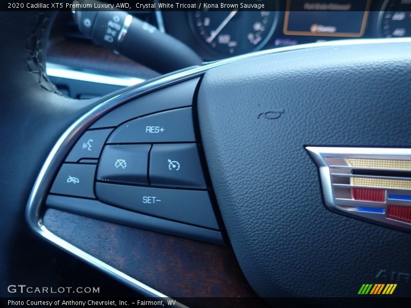 Crystal White Tricoat / Kona Brown Sauvage 2020 Cadillac XT5 Premium Luxury AWD