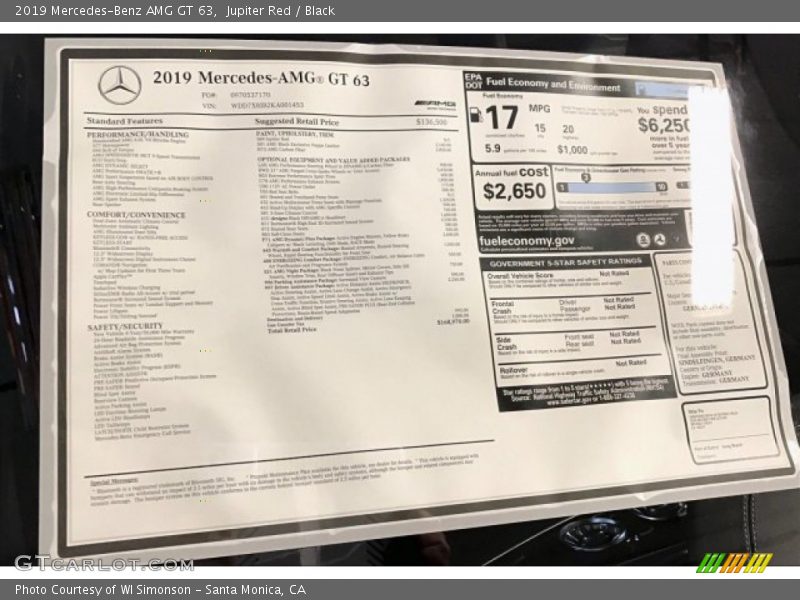 Jupiter Red / Black 2019 Mercedes-Benz AMG GT 63