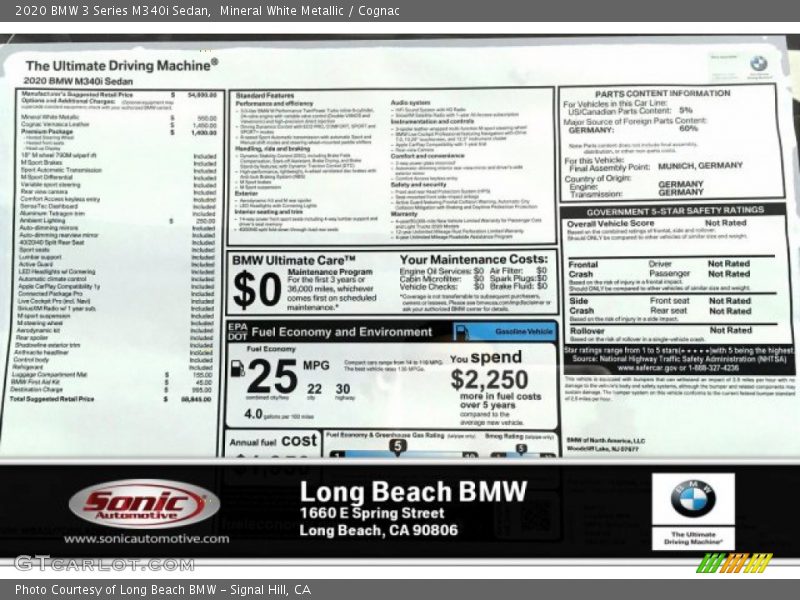 Mineral White Metallic / Cognac 2020 BMW 3 Series M340i Sedan