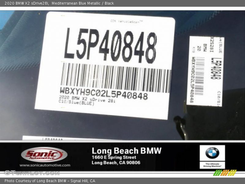 Mediterranean Blue Metallic / Black 2020 BMW X2 sDrive28i