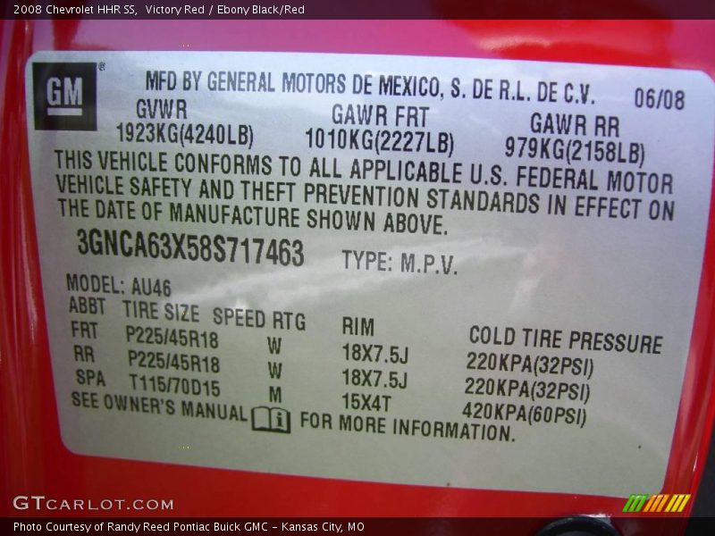 Victory Red / Ebony Black/Red 2008 Chevrolet HHR SS