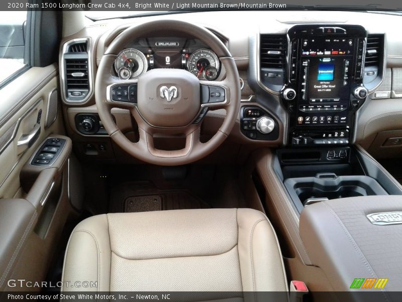 Bright White / Light Mountain Brown/Mountain Brown 2020 Ram 1500 Longhorn Crew Cab 4x4