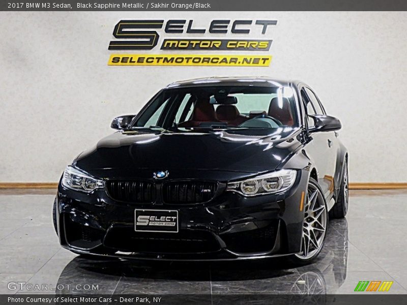 Black Sapphire Metallic / Sakhir Orange/Black 2017 BMW M3 Sedan