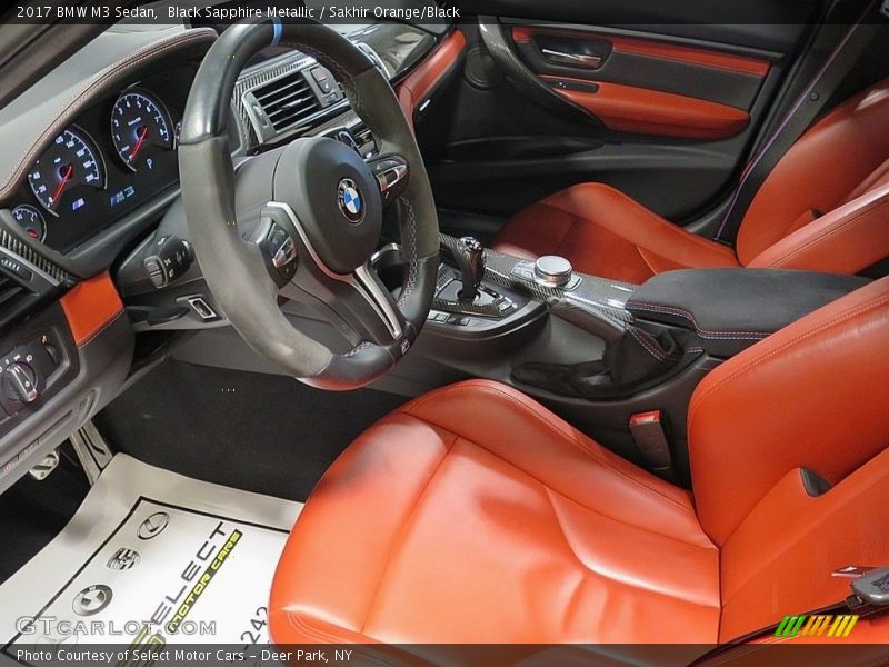 Black Sapphire Metallic / Sakhir Orange/Black 2017 BMW M3 Sedan