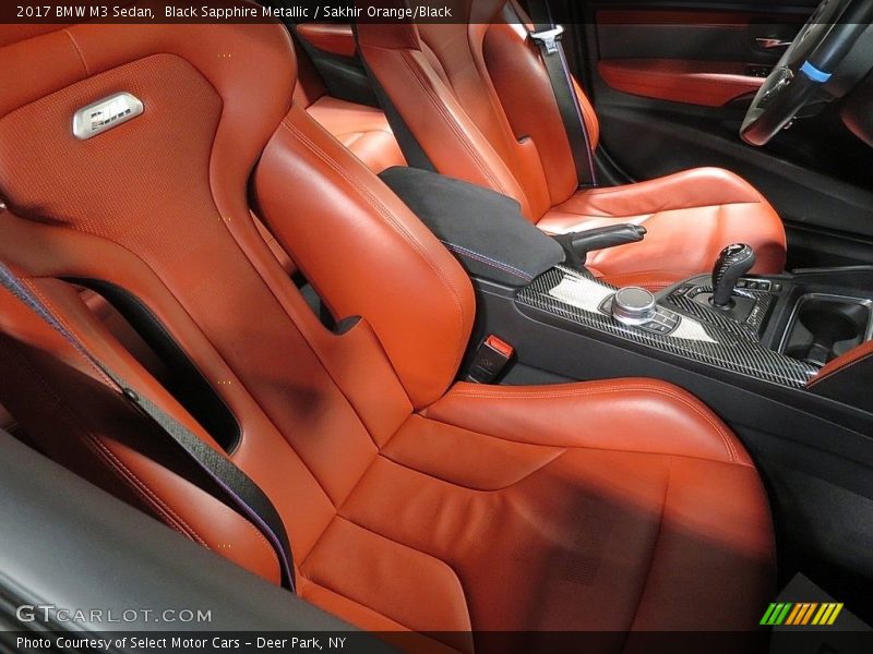 Black Sapphire Metallic / Sakhir Orange/Black 2017 BMW M3 Sedan