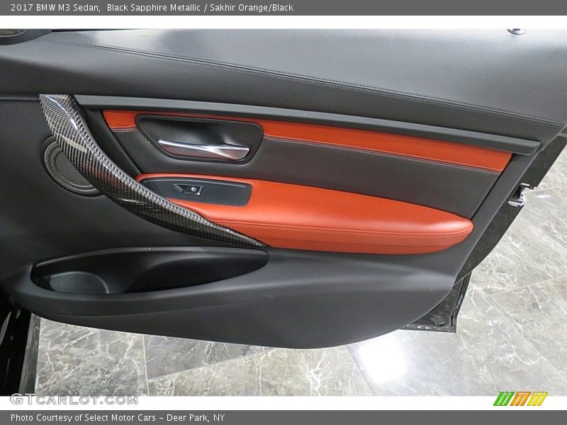 Black Sapphire Metallic / Sakhir Orange/Black 2017 BMW M3 Sedan
