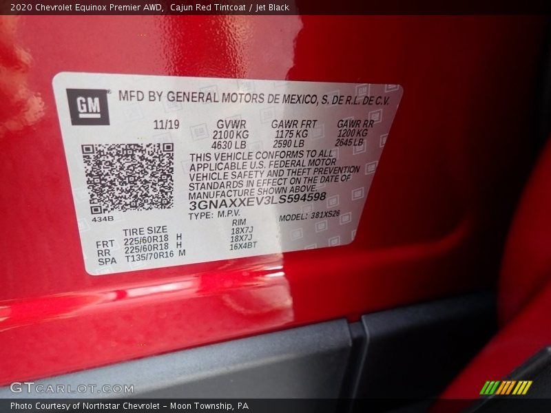 Cajun Red Tintcoat / Jet Black 2020 Chevrolet Equinox Premier AWD