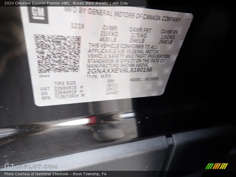 Mosaic Black Metallic / Ash Gray 2020 Chevrolet Equinox Premier AWD