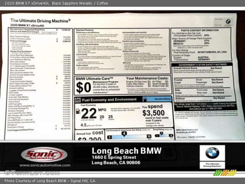 Black Sapphire Metallic / Coffee 2020 BMW X7 xDrive40i