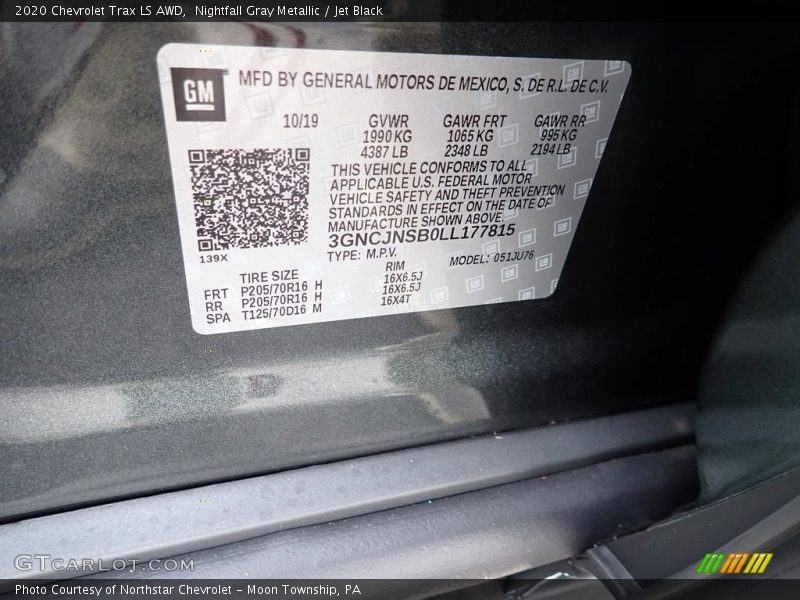 Nightfall Gray Metallic / Jet Black 2020 Chevrolet Trax LS AWD