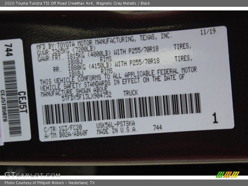 Magnetic Gray Metallic / Black 2020 Toyota Tundra TSS Off Road CrewMax 4x4