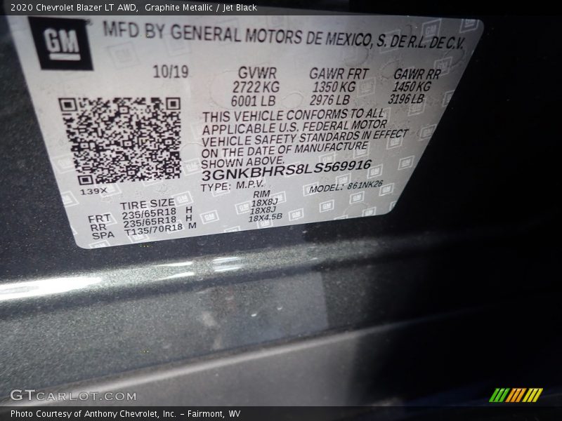 Graphite Metallic / Jet Black 2020 Chevrolet Blazer LT AWD