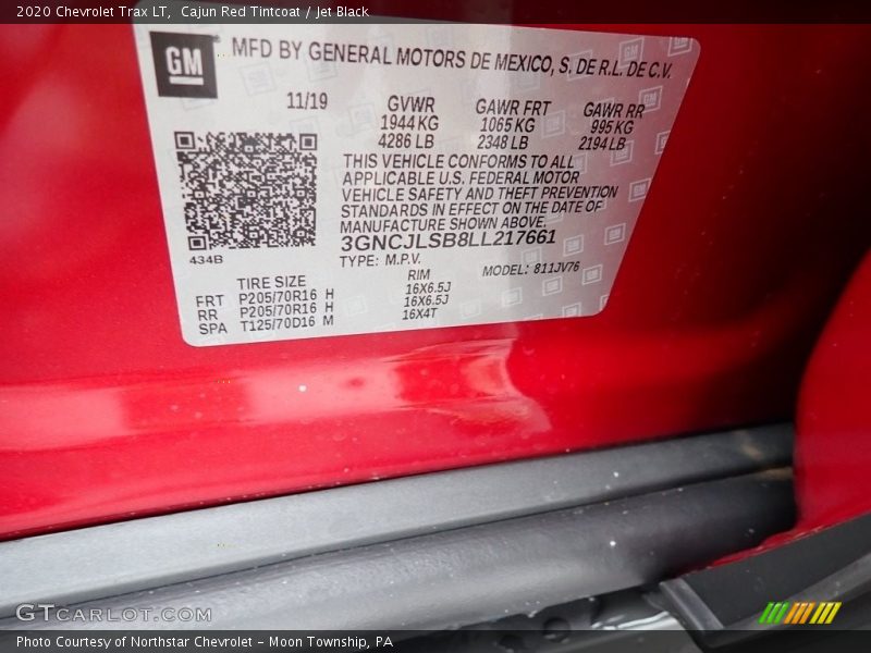 Cajun Red Tintcoat / Jet Black 2020 Chevrolet Trax LT