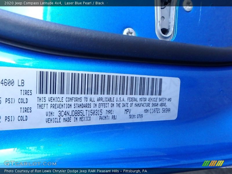 Laser Blue Pearl / Black 2020 Jeep Compass Latitude 4x4