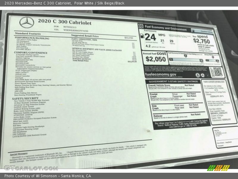 Polar White / Silk Beige/Black 2020 Mercedes-Benz C 300 Cabriolet