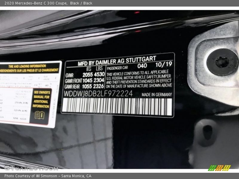 2020 C 300 Coupe Black Color Code 040
