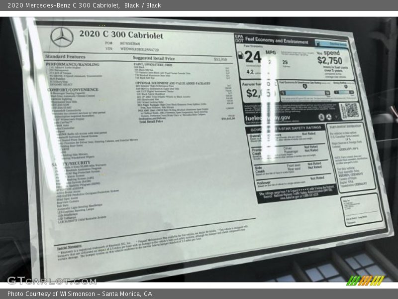 2020 C 300 Cabriolet Window Sticker