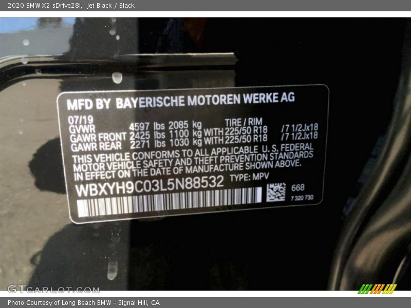 Jet Black / Black 2020 BMW X2 sDrive28i