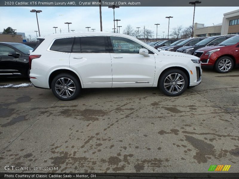 Crystal White Tricoat / Dark Auburn 2020 Cadillac XT6 Premium Luxury AWD