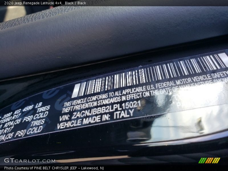 Black / Black 2020 Jeep Renegade Latitude 4x4