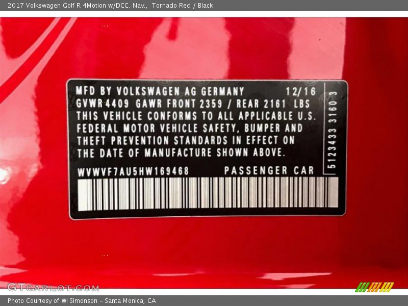 Tornado Red / Black 2017 Volkswagen Golf R 4Motion w/DCC. Nav.