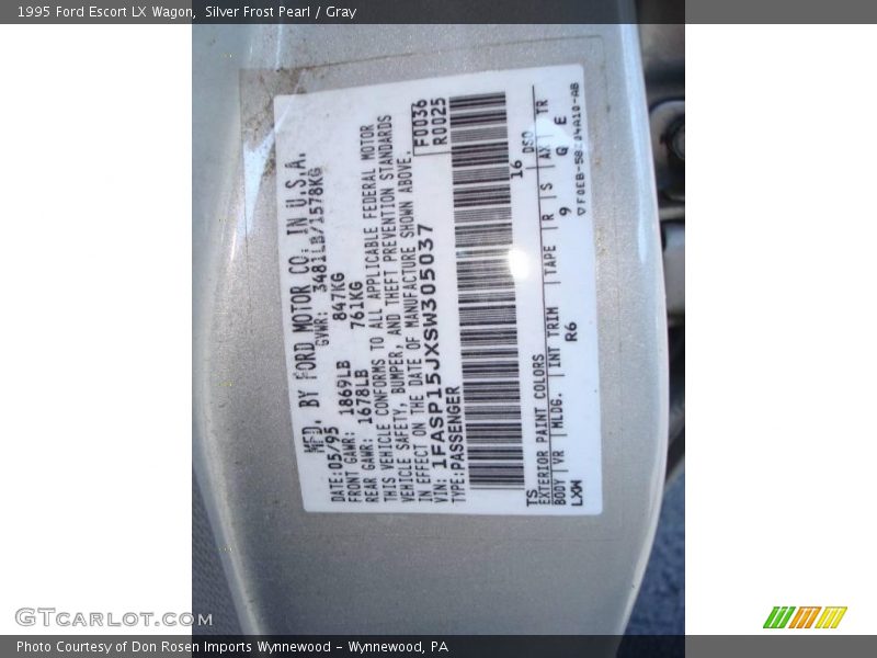 Silver Frost Pearl / Gray 1995 Ford Escort LX Wagon
