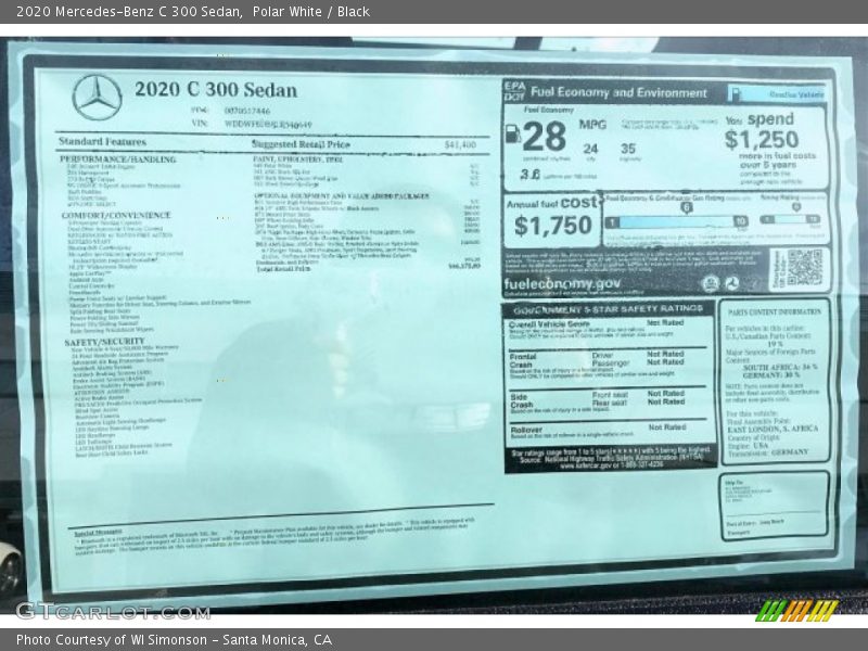 Polar White / Black 2020 Mercedes-Benz C 300 Sedan