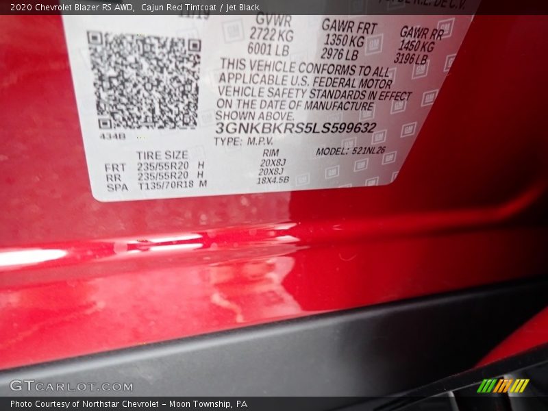 Cajun Red Tintcoat / Jet Black 2020 Chevrolet Blazer RS AWD