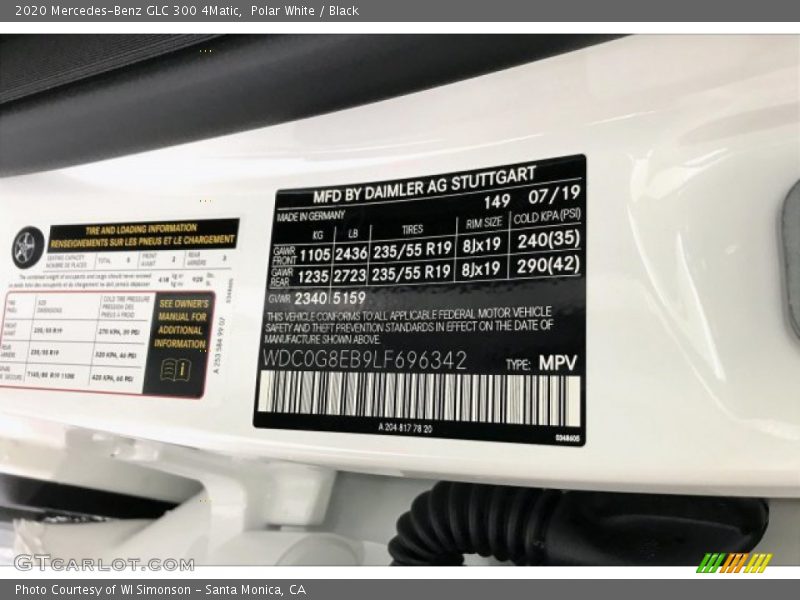 Polar White / Black 2020 Mercedes-Benz GLC 300 4Matic