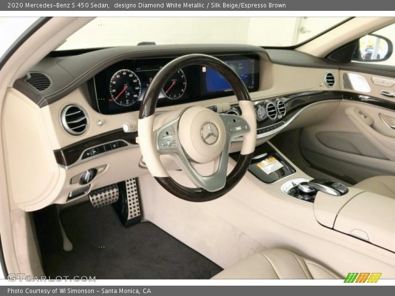 designo Diamond White Metallic / Silk Beige/Espresso Brown 2020 Mercedes-Benz S 450 Sedan