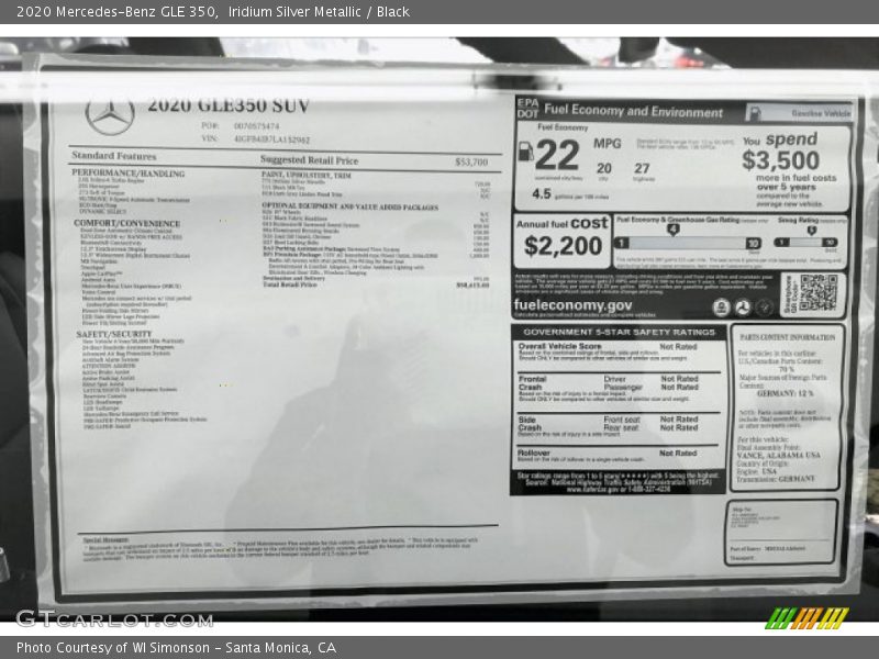 Iridium Silver Metallic / Black 2020 Mercedes-Benz GLE 350