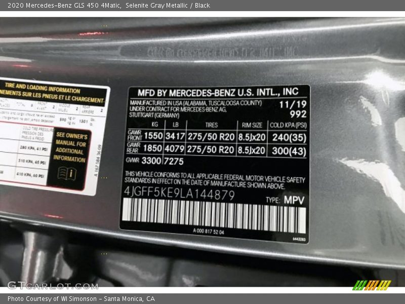 Selenite Gray Metallic / Black 2020 Mercedes-Benz GLS 450 4Matic