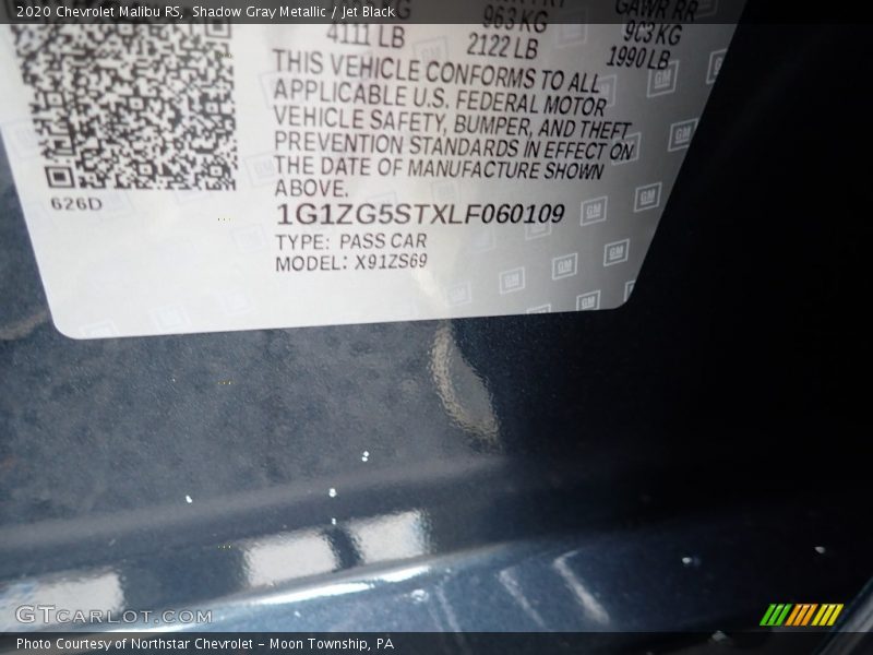 Shadow Gray Metallic / Jet Black 2020 Chevrolet Malibu RS