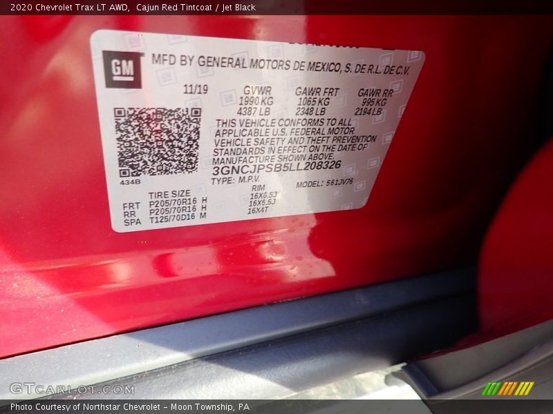 Cajun Red Tintcoat / Jet Black 2020 Chevrolet Trax LT AWD