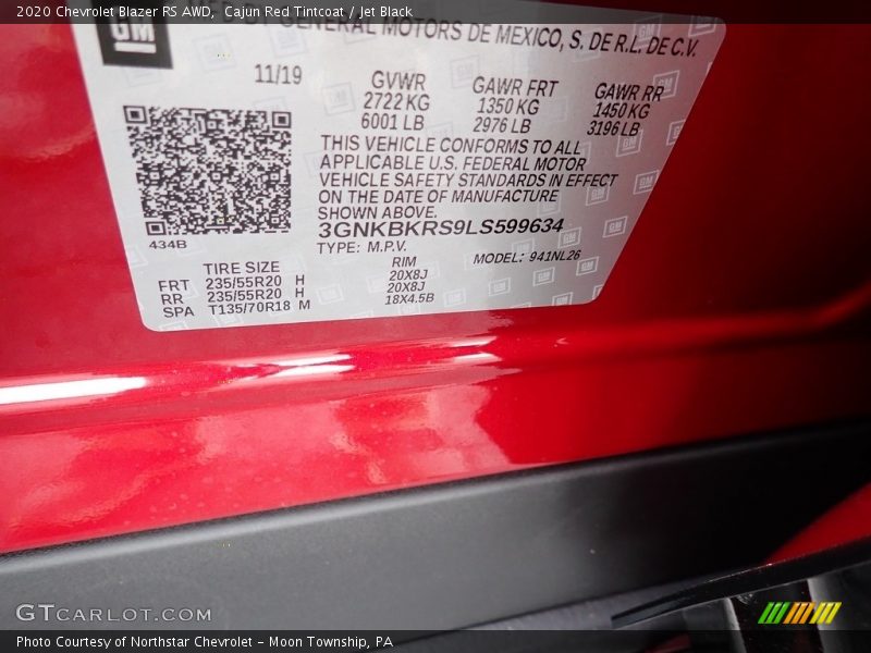 Cajun Red Tintcoat / Jet Black 2020 Chevrolet Blazer RS AWD