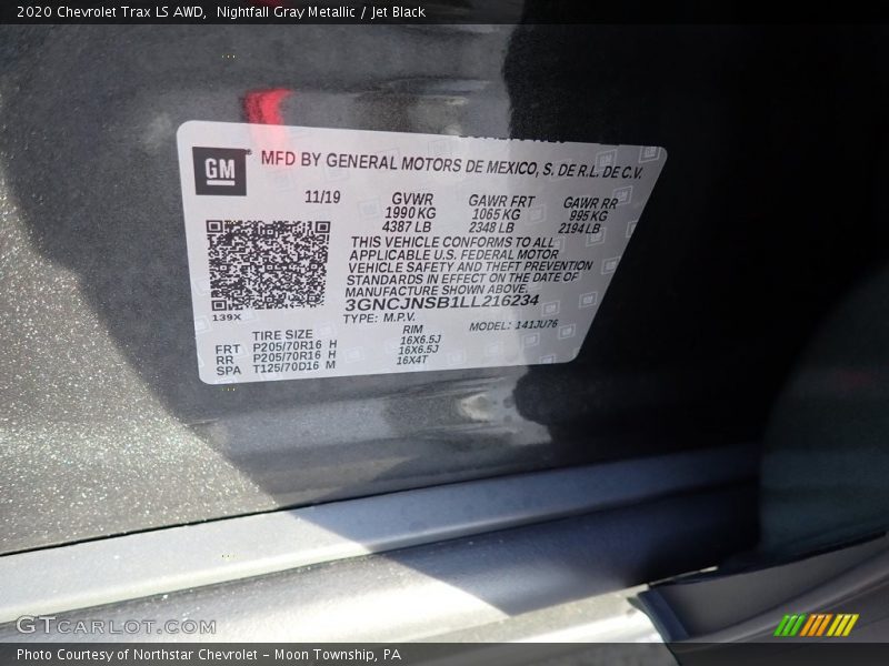 Nightfall Gray Metallic / Jet Black 2020 Chevrolet Trax LS AWD