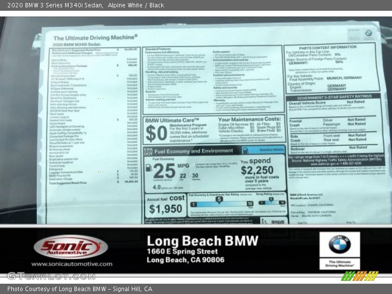 Alpine White / Black 2020 BMW 3 Series M340i Sedan