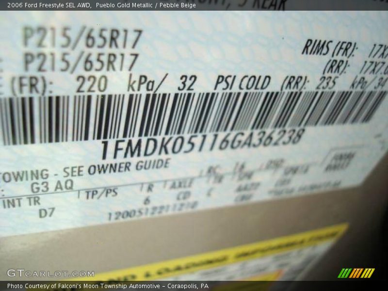 Pueblo Gold Metallic / Pebble Beige 2006 Ford Freestyle SEL AWD