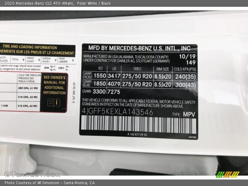 Polar White / Black 2020 Mercedes-Benz GLS 450 4Matic