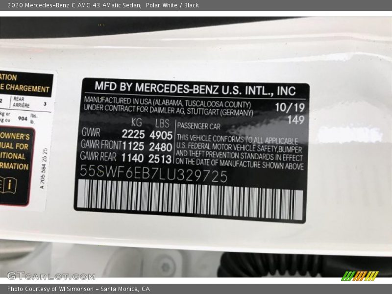 Polar White / Black 2020 Mercedes-Benz C AMG 43 4Matic Sedan