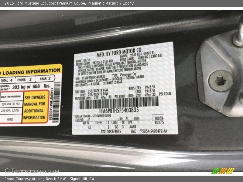 Magnetic Metallic / Ebony 2015 Ford Mustang EcoBoost Premium Coupe