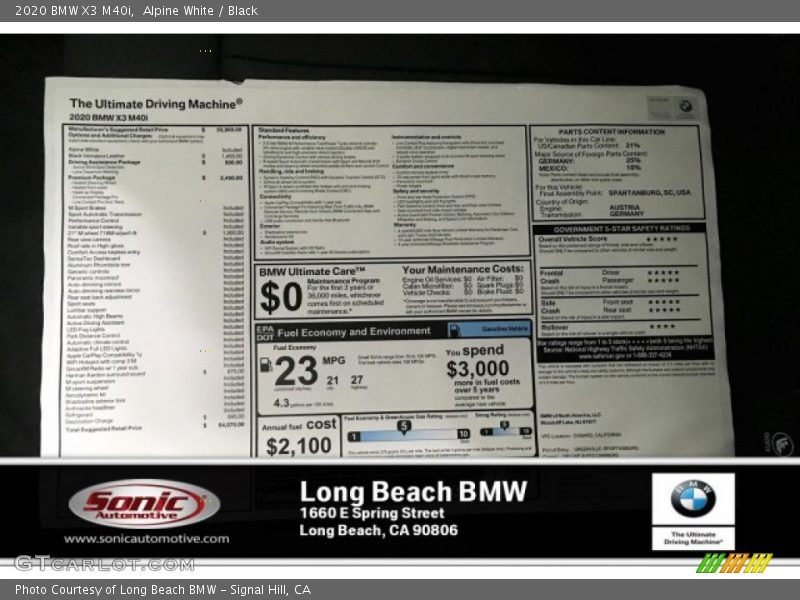 Alpine White / Black 2020 BMW X3 M40i
