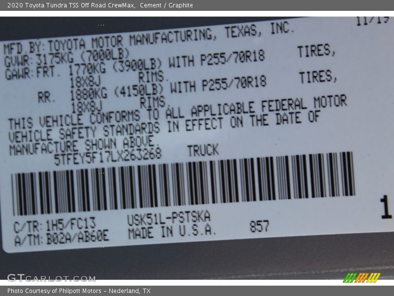 Cement / Graphite 2020 Toyota Tundra TSS Off Road CrewMax